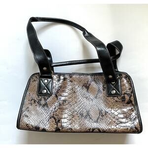 Relic Faux Snake Shoulder Bag Tan Black 13"x7"